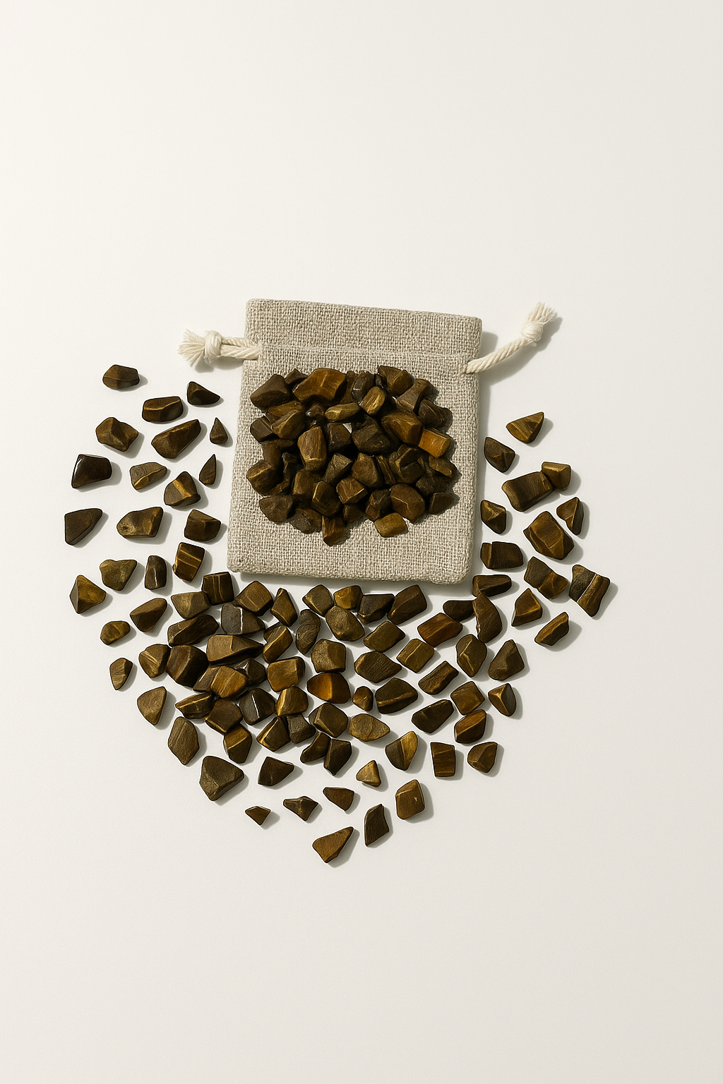 Tiger's Eye Crystal Chips with a eco-friendly pouch bag
