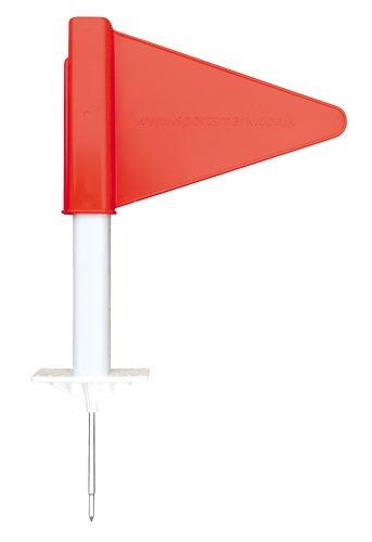 red flag on white post