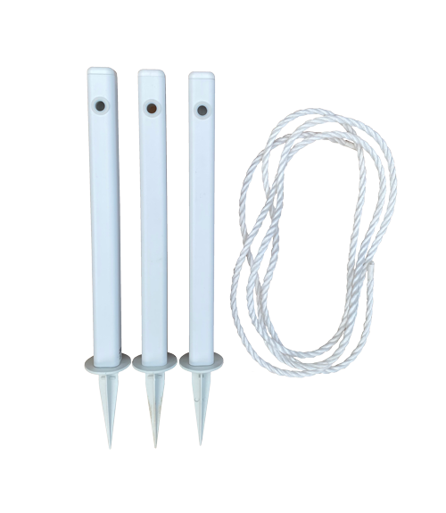 3 x 40cm Verge Posts with End Posts & 5m Rope – Easy Setup