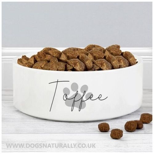 Personalised Dog Bowl Grey Paw Print Design