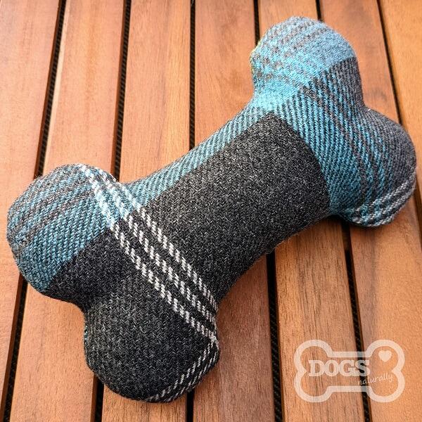 Personalised Tweed Bone Toy Midnight Blue - Back