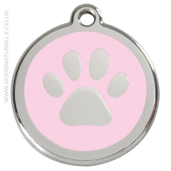 Red Dingo - Baby Pink Paw Print Dog Tags 3x Sizes