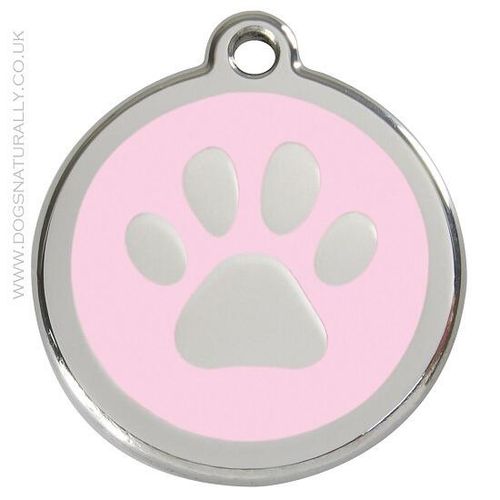 Red Dingo - Baby Pink Paw Print Dog Tags 3x Sizes