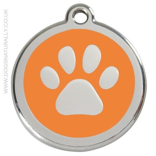 Red Dingo - Orange Paw Print Tags - 3x Sizes