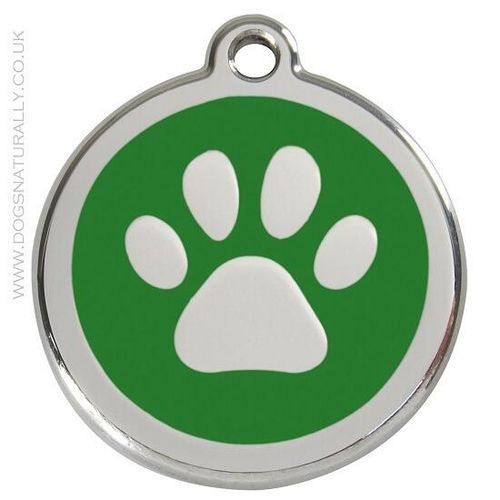 Red Dingo - Green Paw Print Dog ID Tag - 3x Sizes