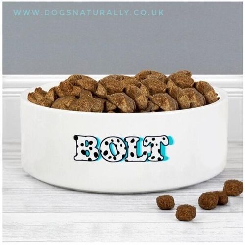Personalised Dog Bowl Blue Dalmatian Font Design - Bolt