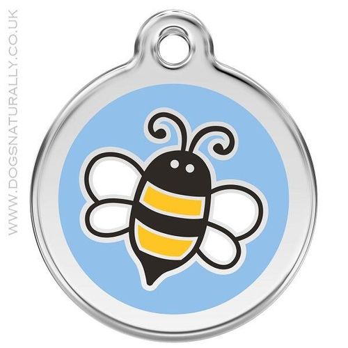 Blue Bumble Bee Design Dog ID Tag - Red Dingo