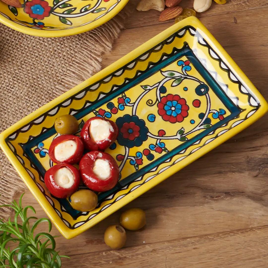 Homeware Palestinian Ceramic Tray - Vibrant Yellow