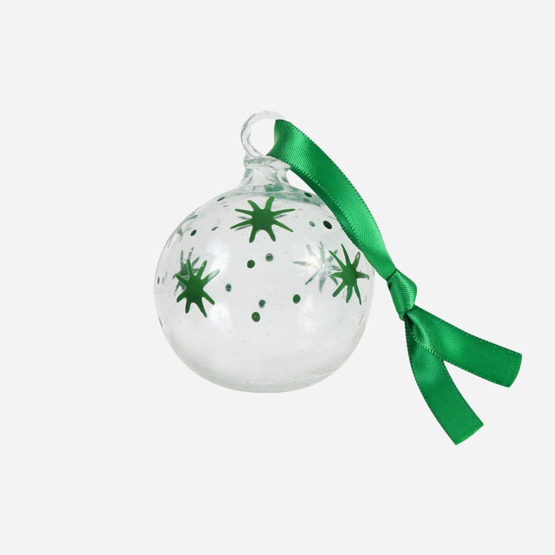 Embrace the Middle East - Christmas Decorations - Bethlehem Glass Bauble - Green Stars