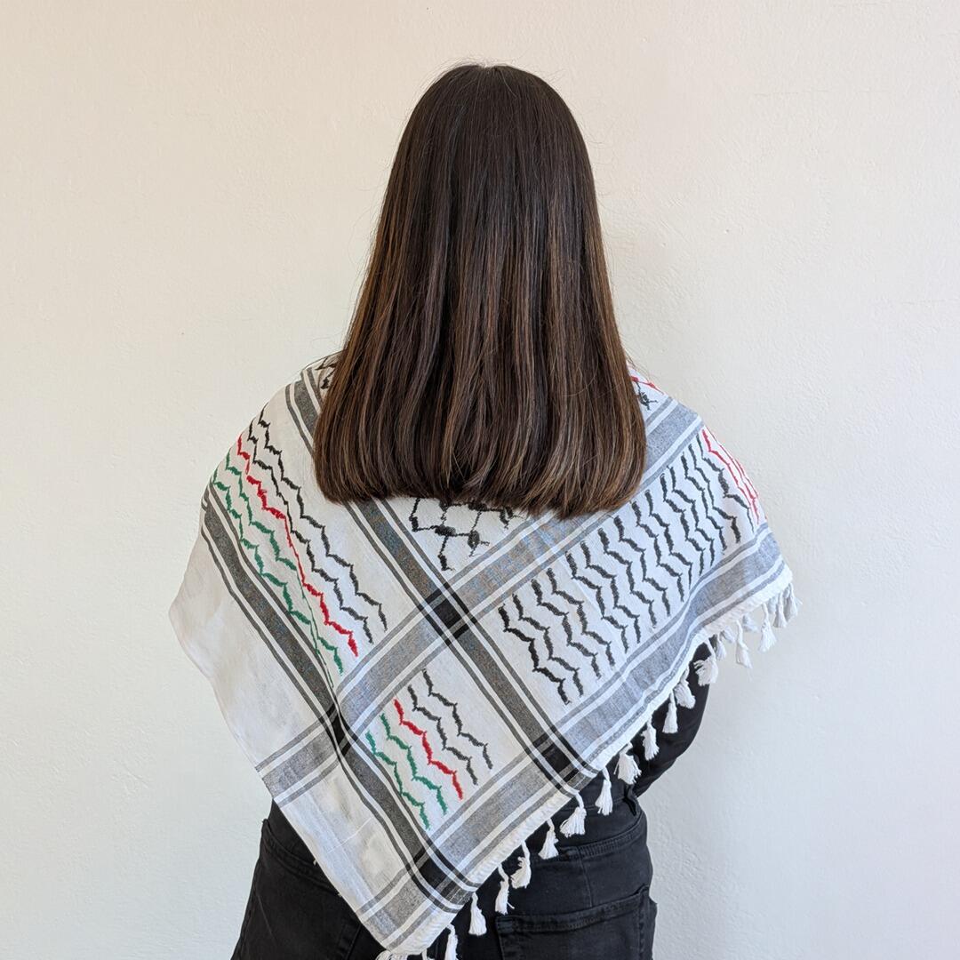 Palestinian Keffiyeh Scarf - Black, White, Red & Green