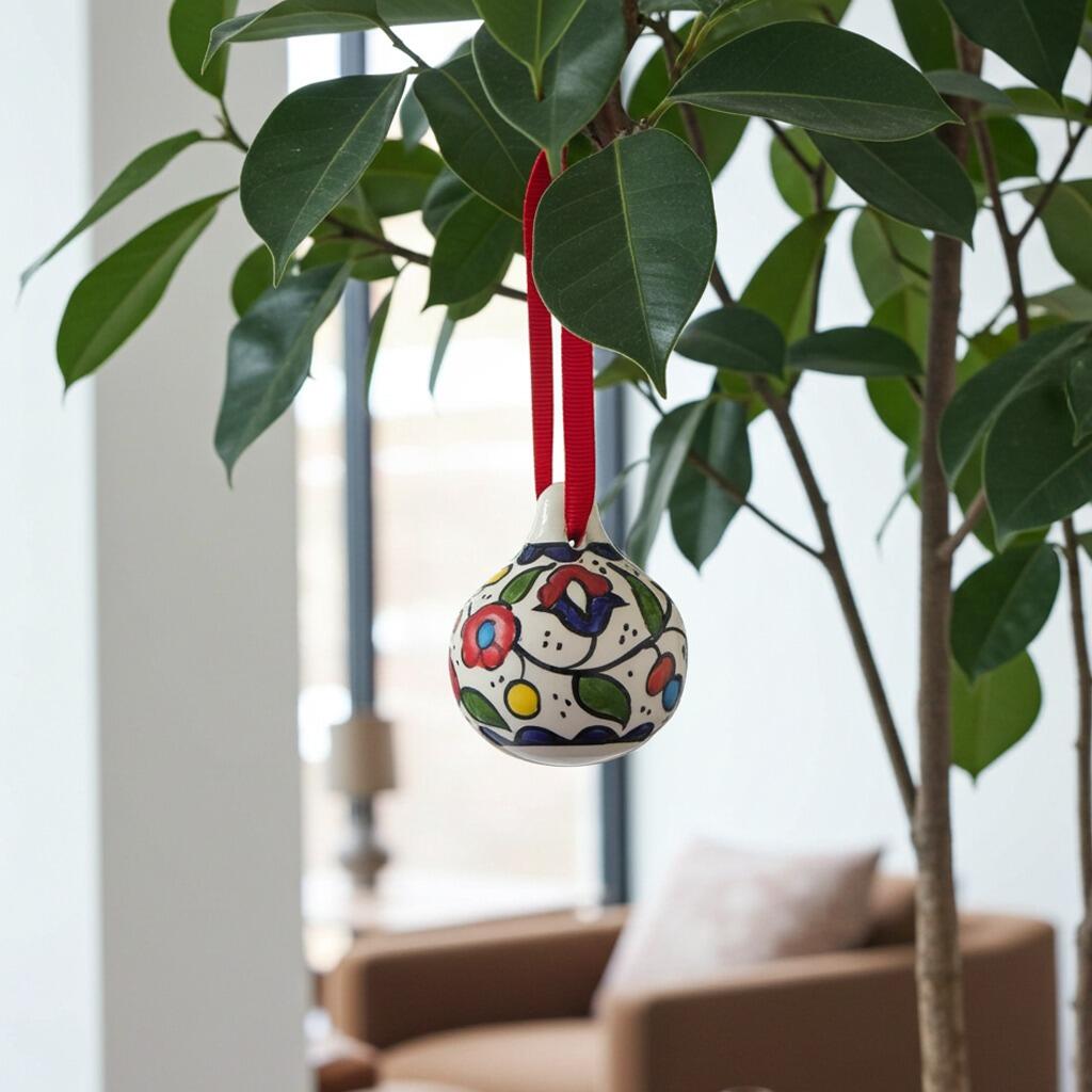 Embrace the Middle East - Palestinian Ceramic Baubles Colourful Floral