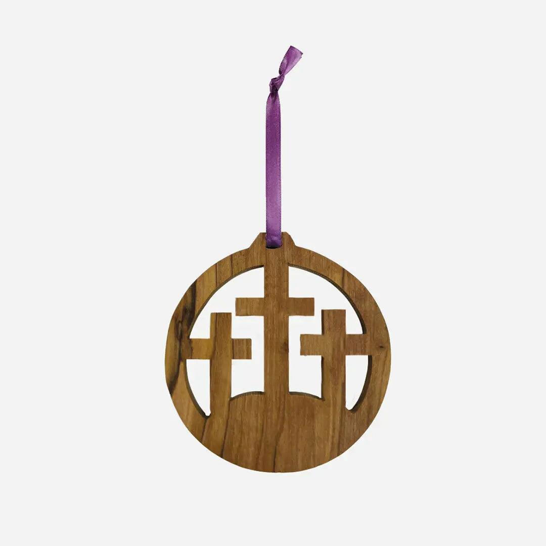 Olive Wood Three Crosses Decoration