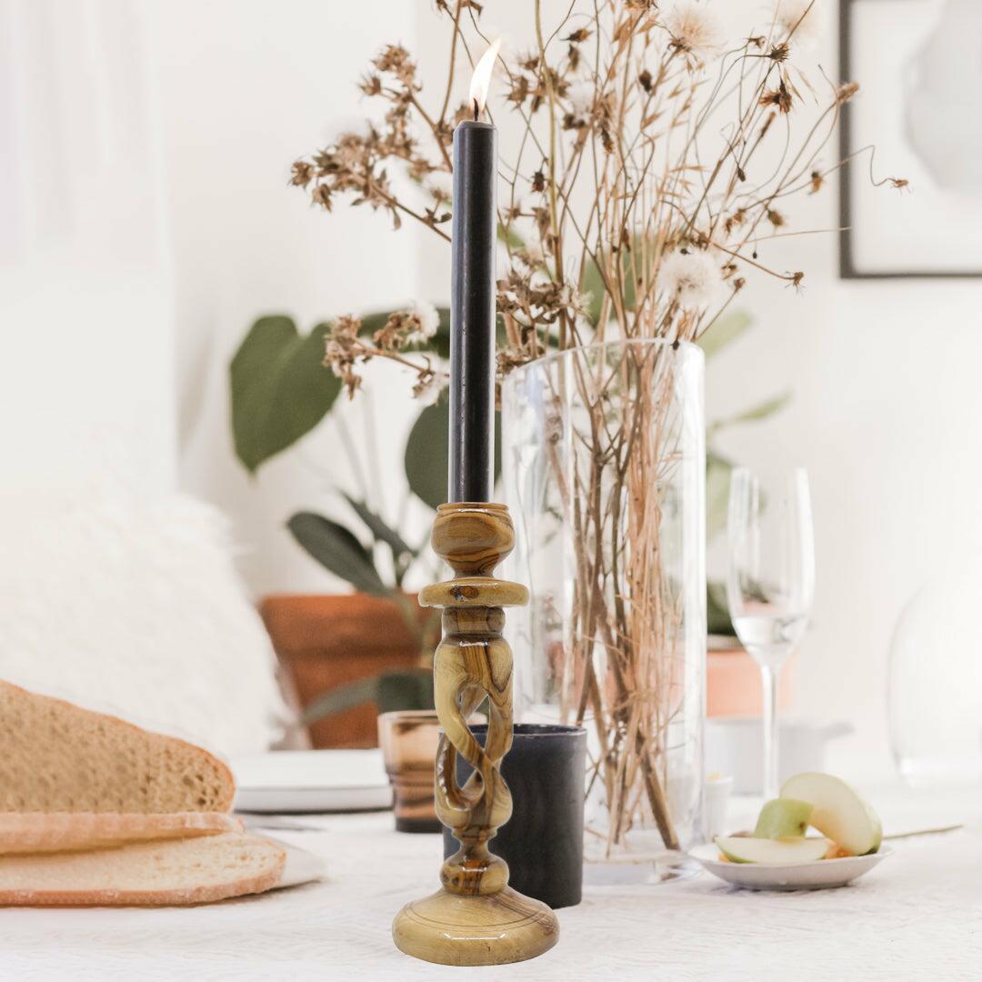 Homeware Olive Wood Candlestick