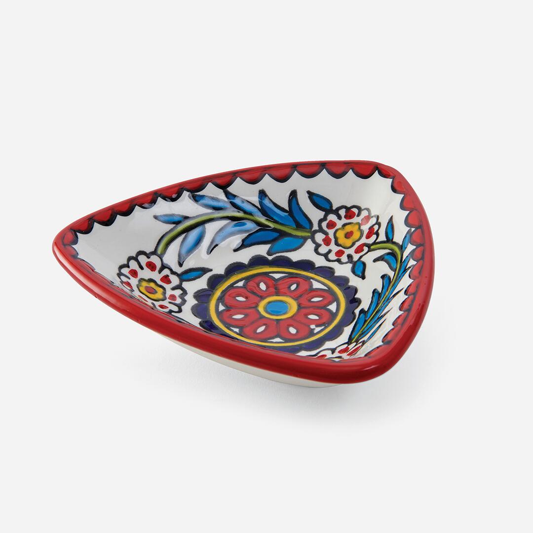 Embrace the Middle East - Homeware - Palestinian Ceramic Triangular Dish Gerbera