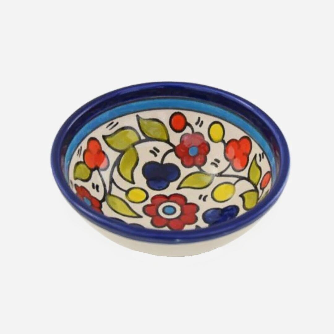Palestinian Ceramic Dipping Bowl Colourful Floral