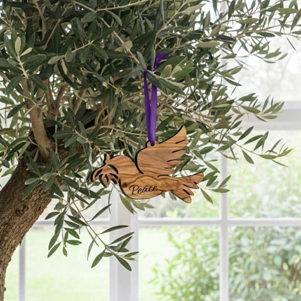 Embrace the Middle East - Christmas Decorations - Olive Wood Dove of Peace Decoration