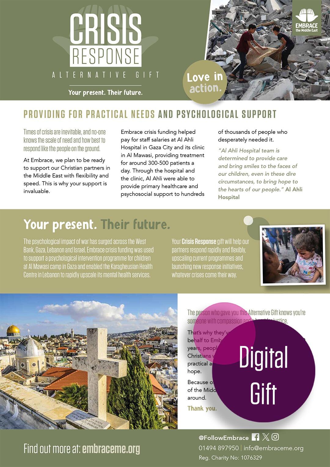 Embrace the Middle East - Digital Alternative Gift - Crisis Response
