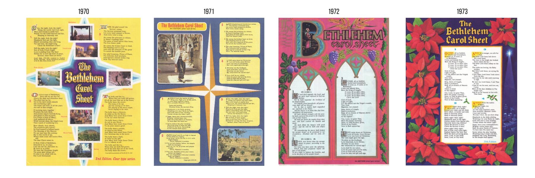 Bethlehem Carol Sheet 1970-1974