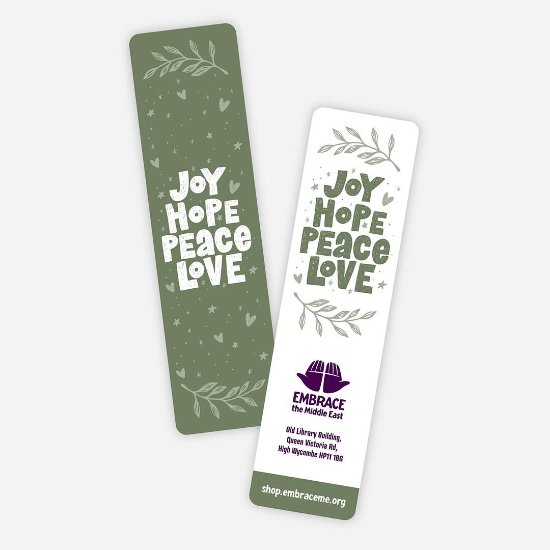 Joy Hope Peace Love Bookmark