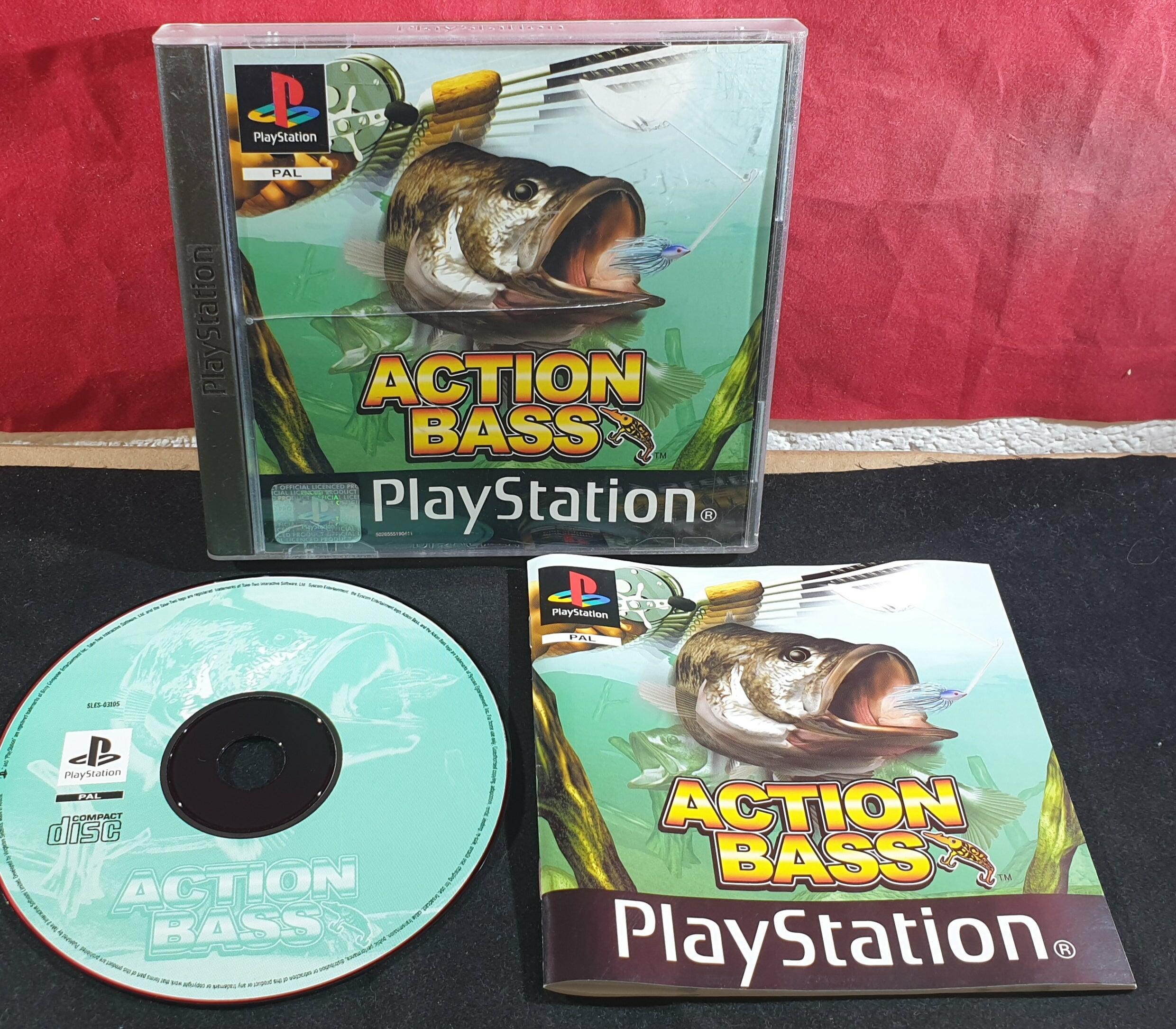 Front View: Action Bass PS1 UK version, case manual & disc