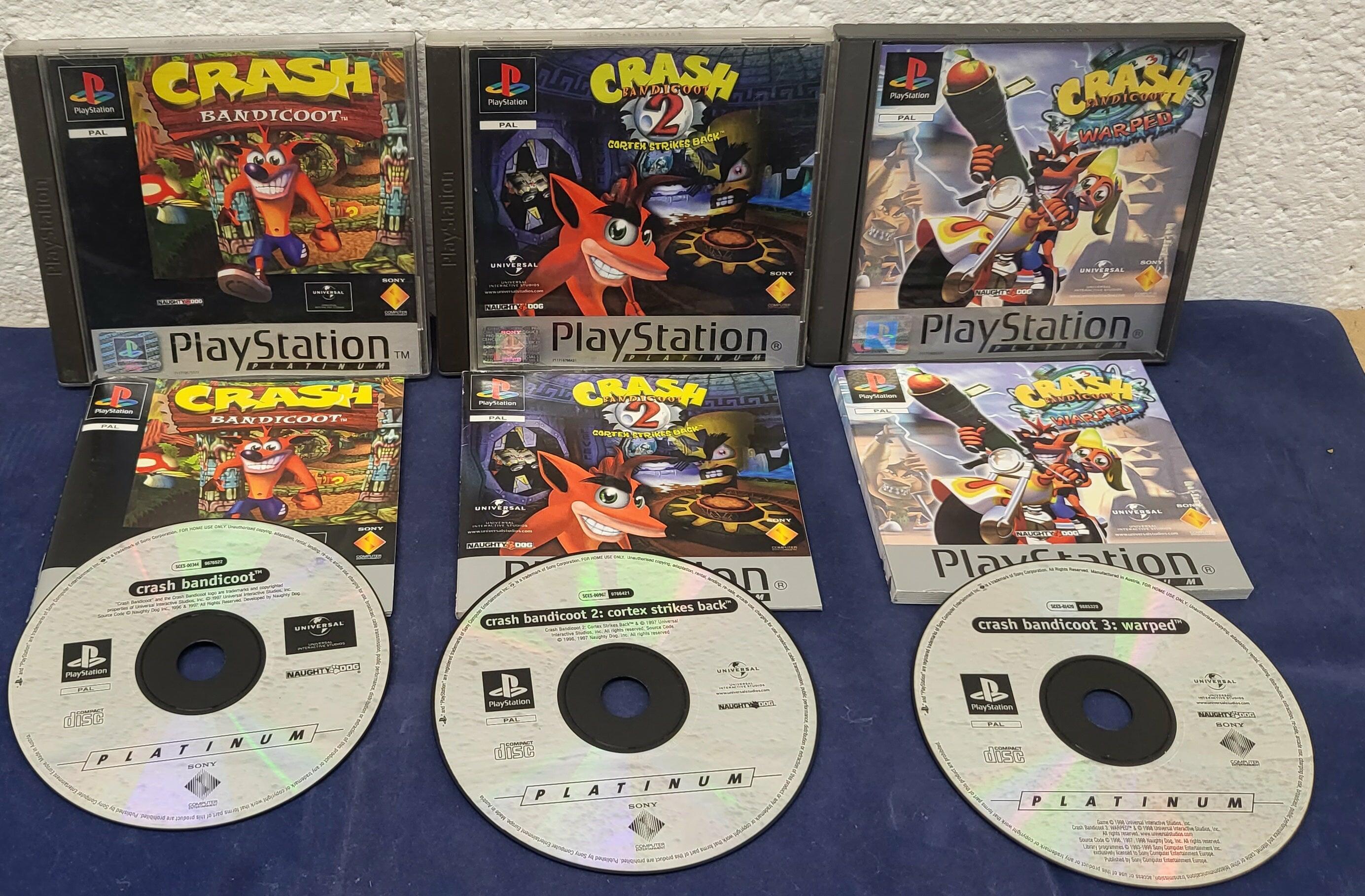 Crash Bandicoot 1, 2 & 3 Sur PS1 - Fourreau De Protection Transparent - Neuf