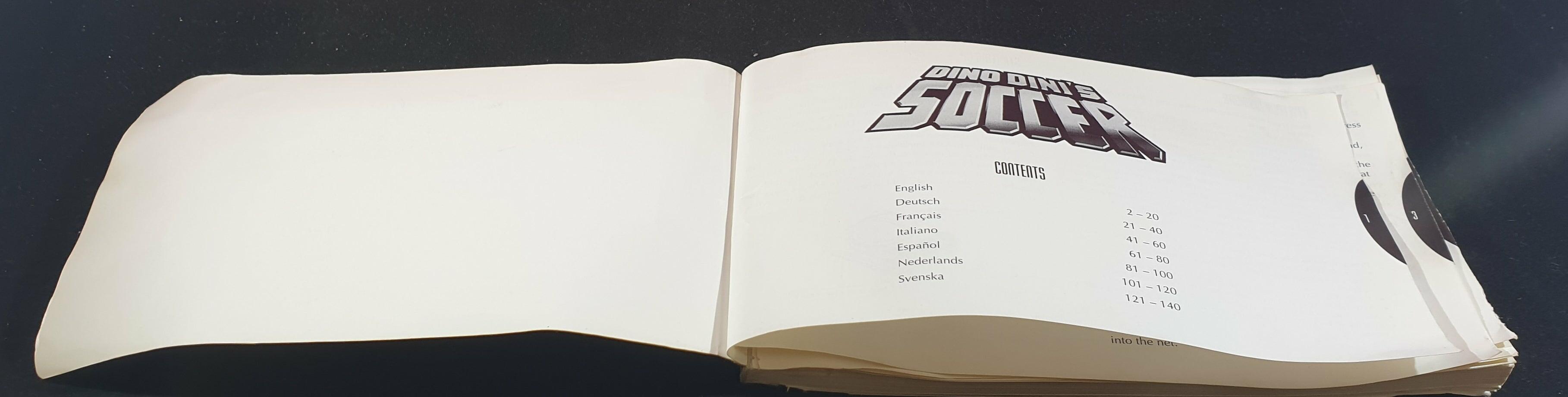 Dino Dini's Soccer Sega Mega Drive manual open front page show condition