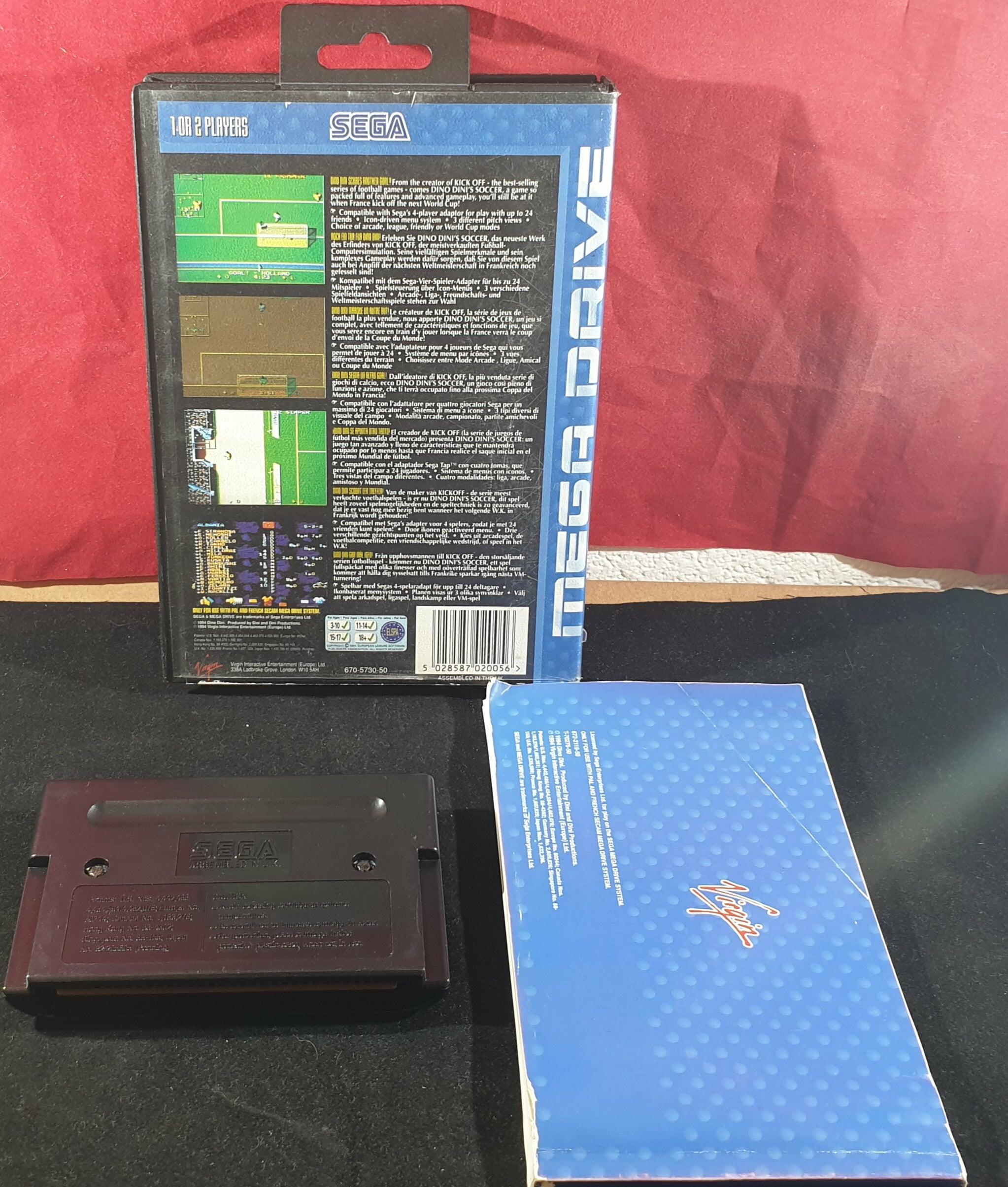 Dino Dini's Soccer Sega Mega Drive box, manual & cart back