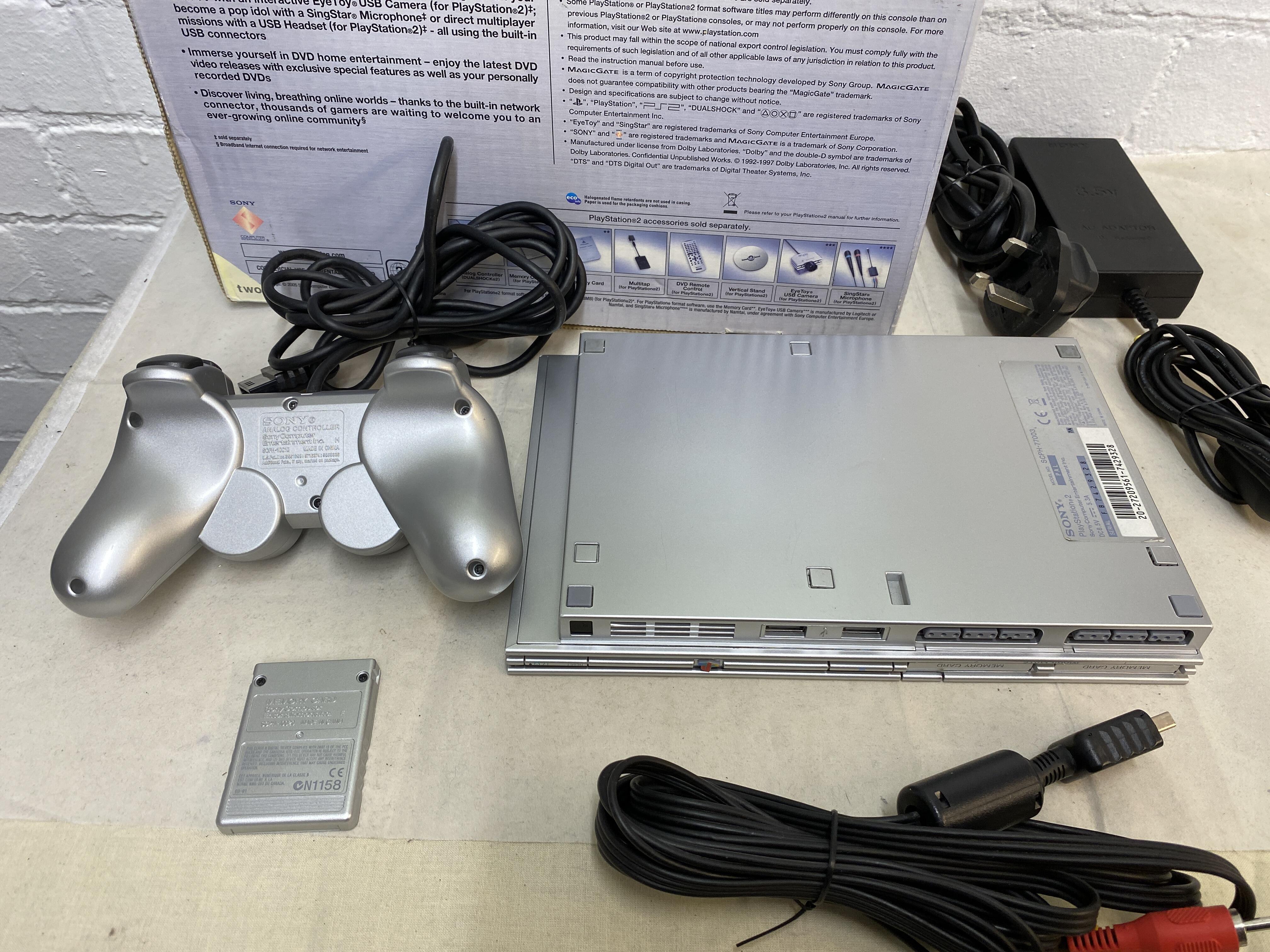 Sony PlayStation 2 PS2 Console – Satin Silver – Boxed – Complete