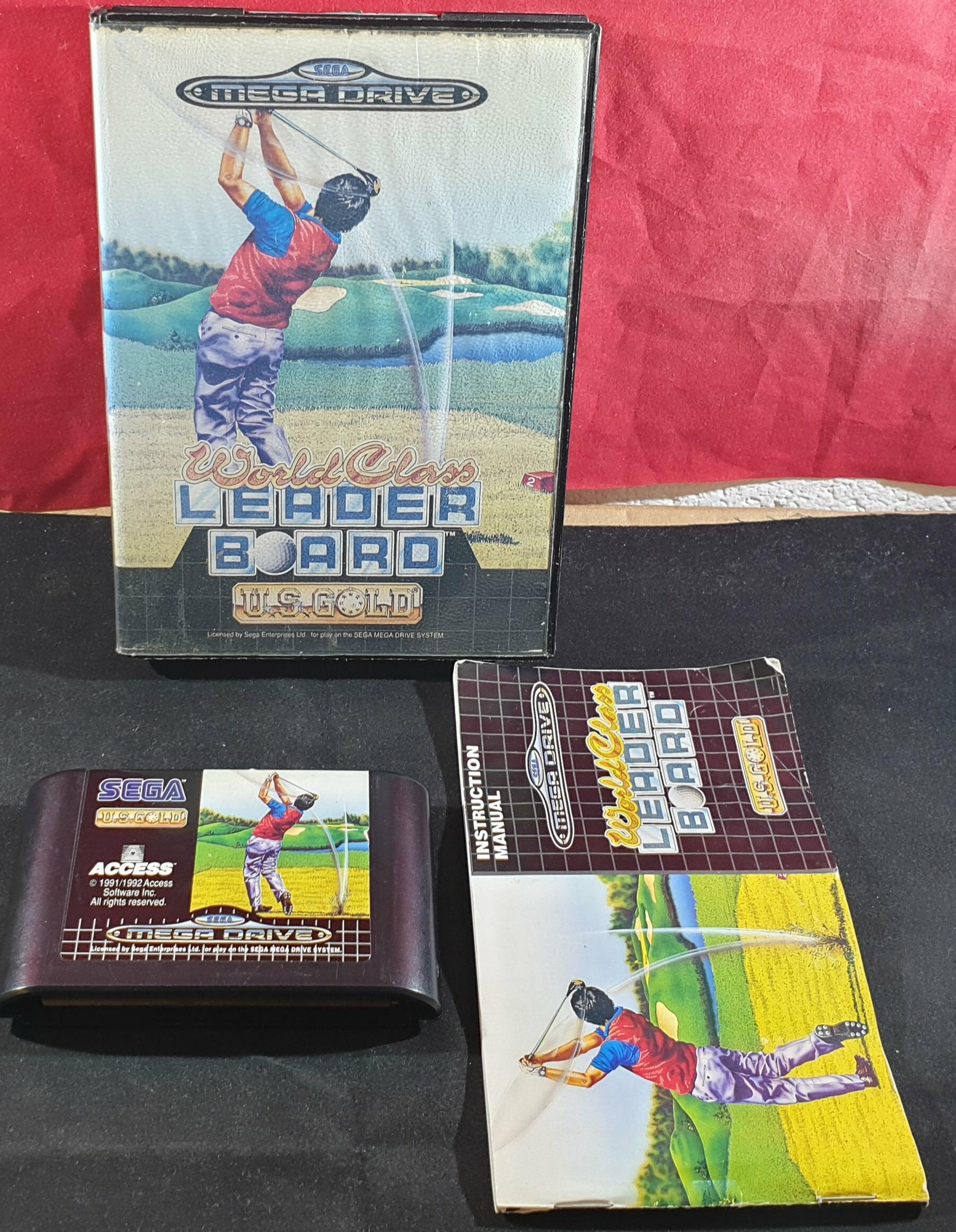 World Class Leader Board Golf Sega Mega Drive Box Cart and Manual Front