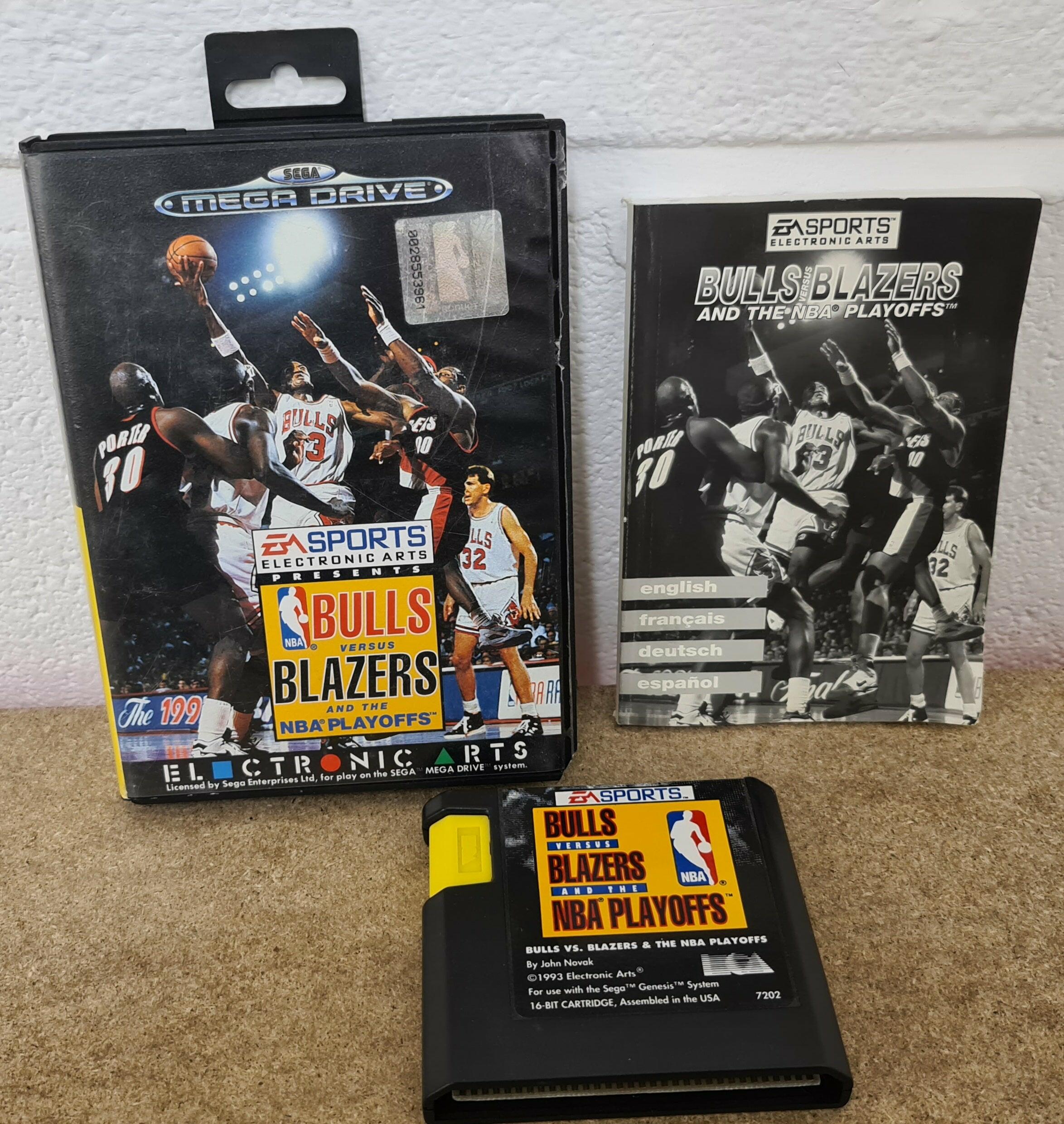 Bulls vs Lakers Sega Mega Drive box, manual & cart front