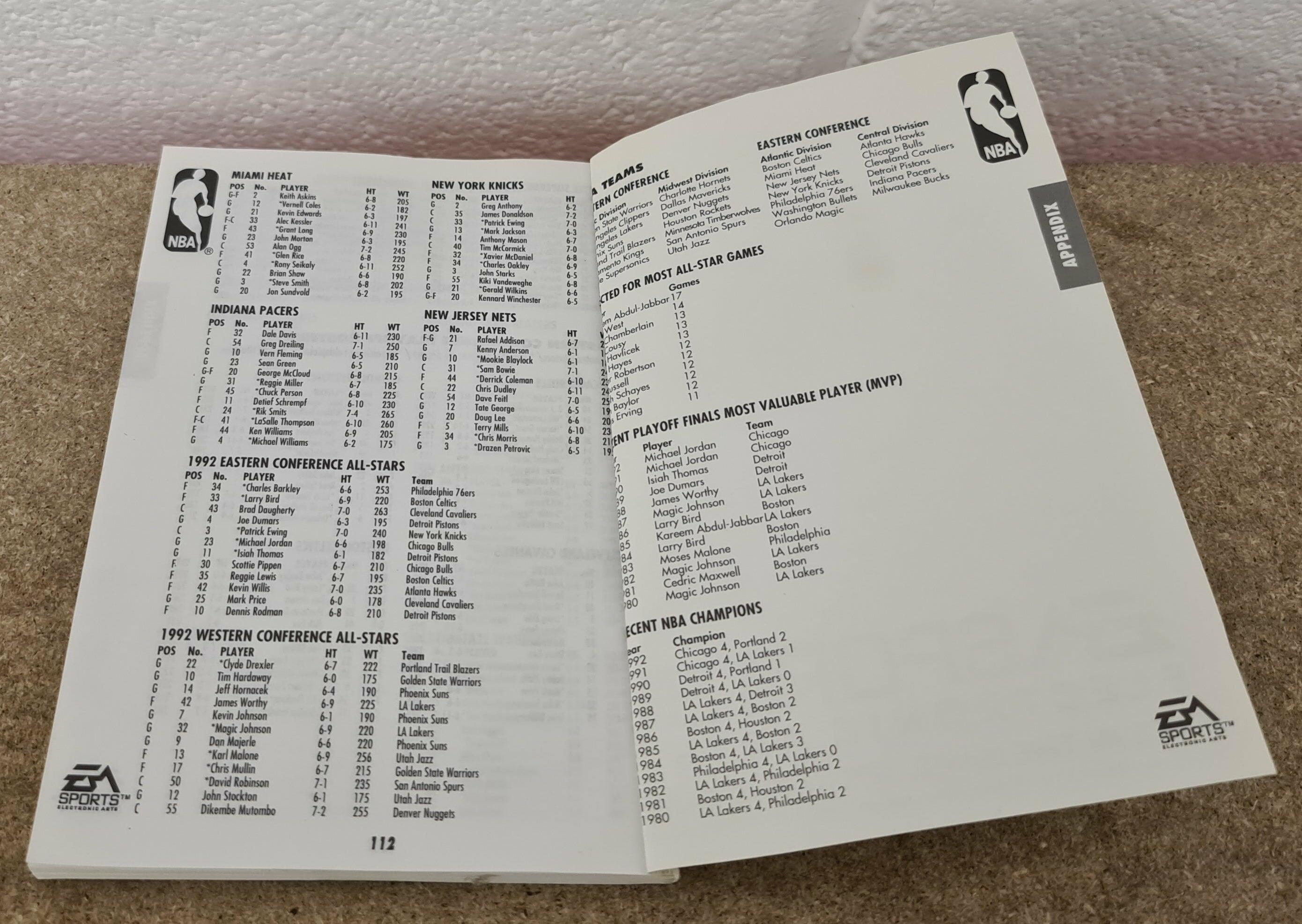 Bulls vs Lakers Sega Mega Drive manual open back page