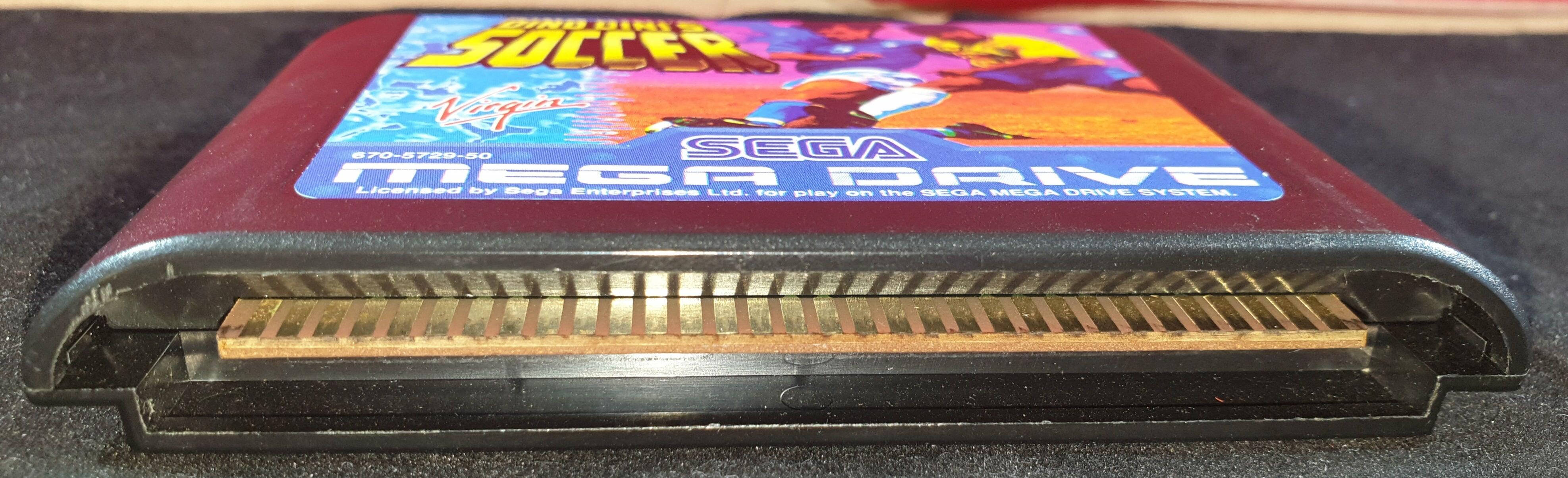Dino Dini's Soccer Sega Mega Drive cart close up to show condition
