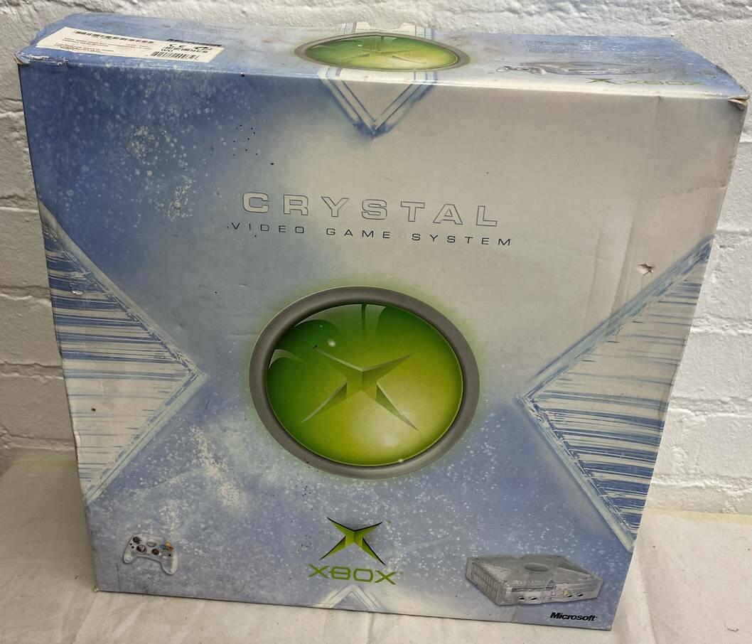 Crystal edition original Xbox box with icy blue design, in good condition.
