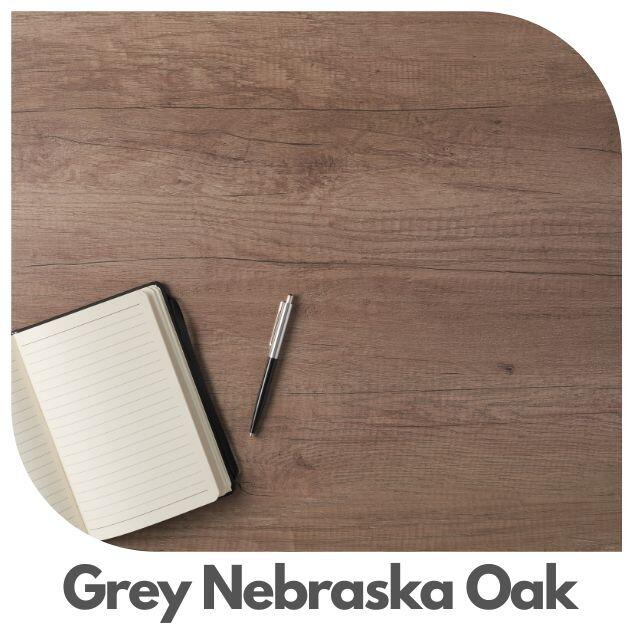 Grey Nebraska Oak MFC desk top 25mm office worktop with woodgrain finish