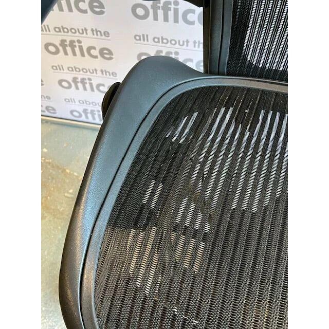 Detail view of Herman Miller Aeron Graphite Size B ergonomic office chair