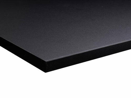Close-up of black MFC desk top surface finish