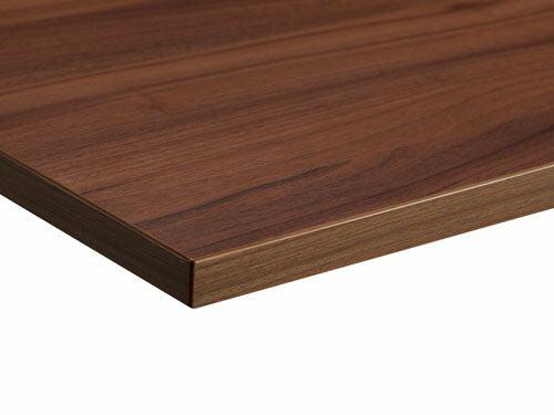 Close-up of Natural Dijon Walnut MFC desk top showing woodgrain texture