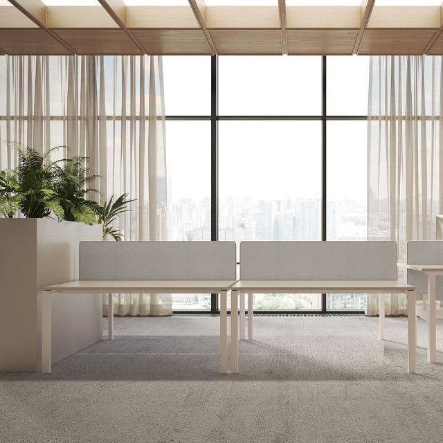 Lavoro Firmo 4-user office bench desk with FSC certified tops