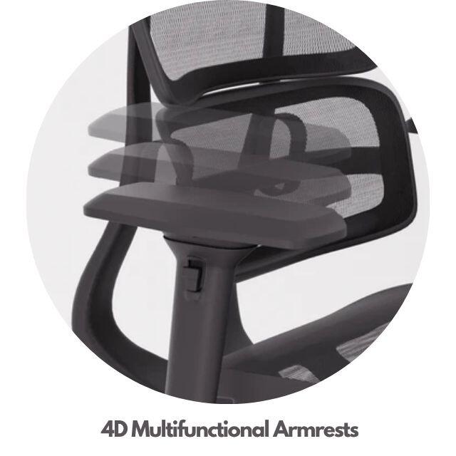 i29 ergonomic office chair 4D adjustable armrests showing adjustment positions
