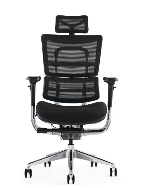 Hood i29 ergonomic fabric seat office chair in black – new, lumbar support, executive seating.