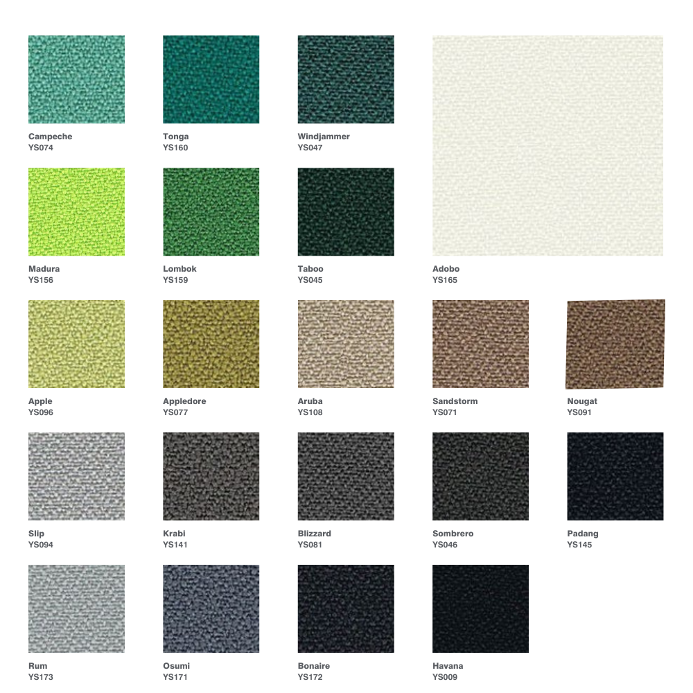 Chair colour chart showing multiple colours available page 1 of 2