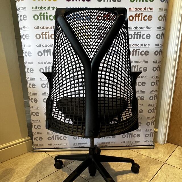 Rear view of Sayl chair showing suspension mesh back