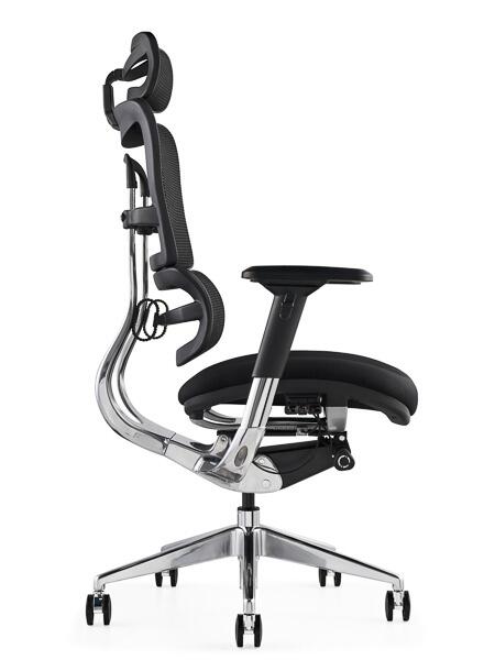 Side profile of Hood i29 new fabric seat ergonomic office chair in black.