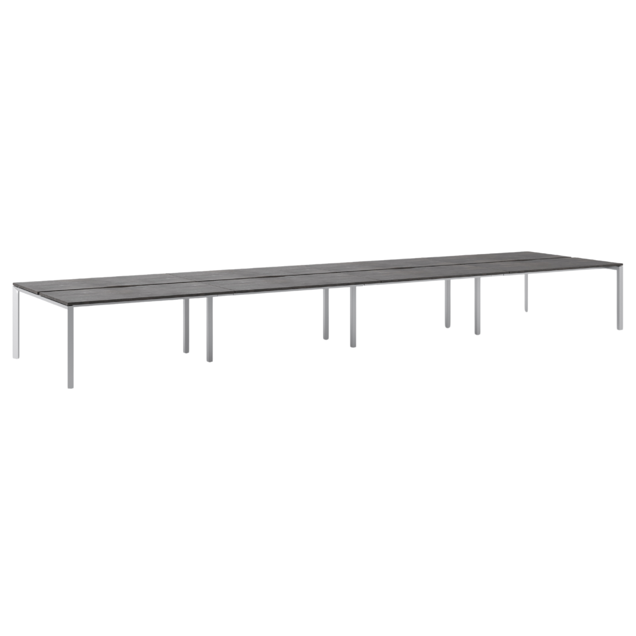 Firmo 8-person fixed height bench desk system for large office teams