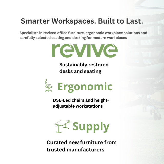 Revived office furniture and ergonomic workplace solutions by All About The Office in Bedfordshire.