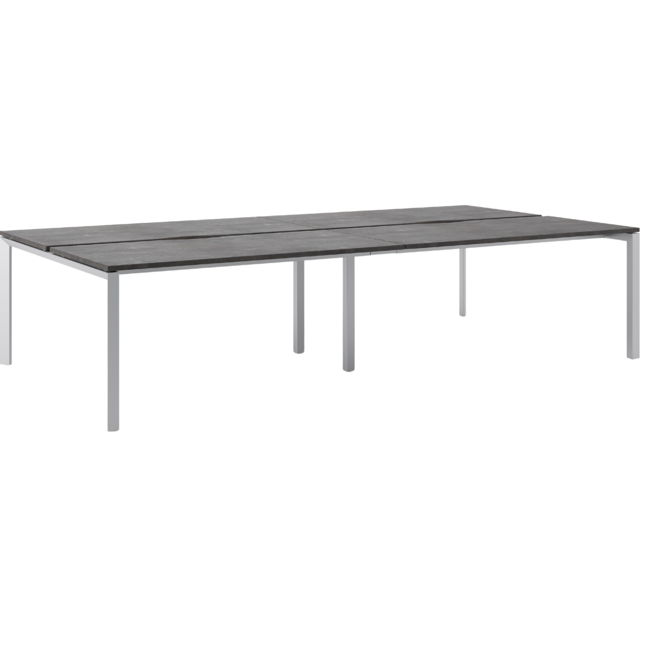 Firmo 4-person fixed height bench desk for team workstations