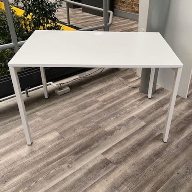 Refurbished Kinnarps Nexus white office desk front view 1200x800 from All About the Office