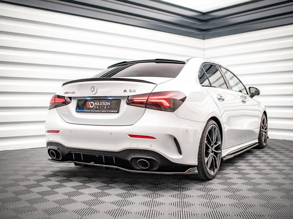 Rear Splitter (Vertical Bars) V.2 Mercedes A 35 AMG Sedan V177 - Textured