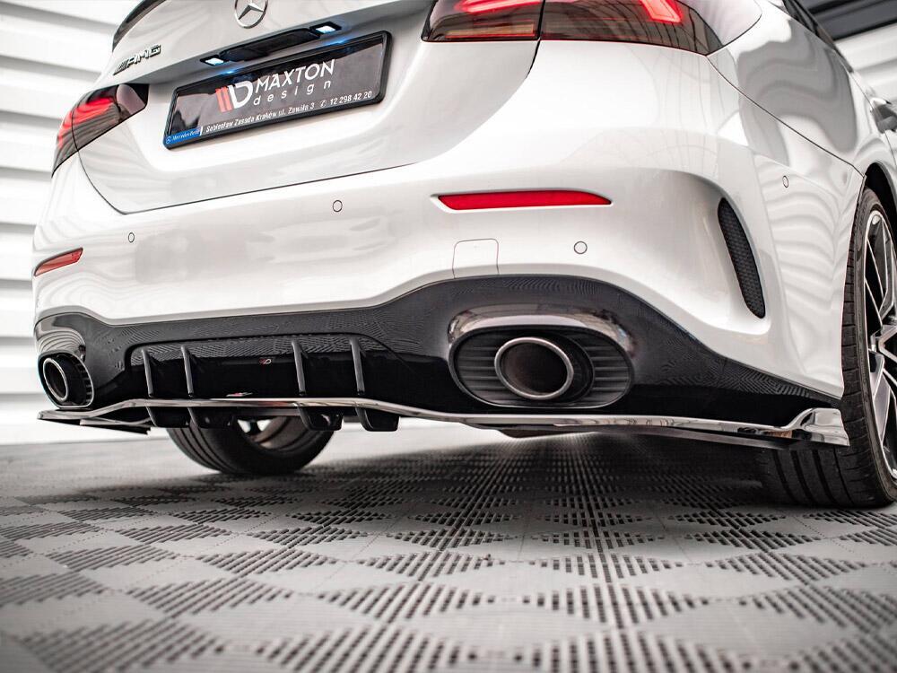 Rear Splitter (Vertical Bars) V.2 Mercedes A 35 AMG Sedan V177 - Textured