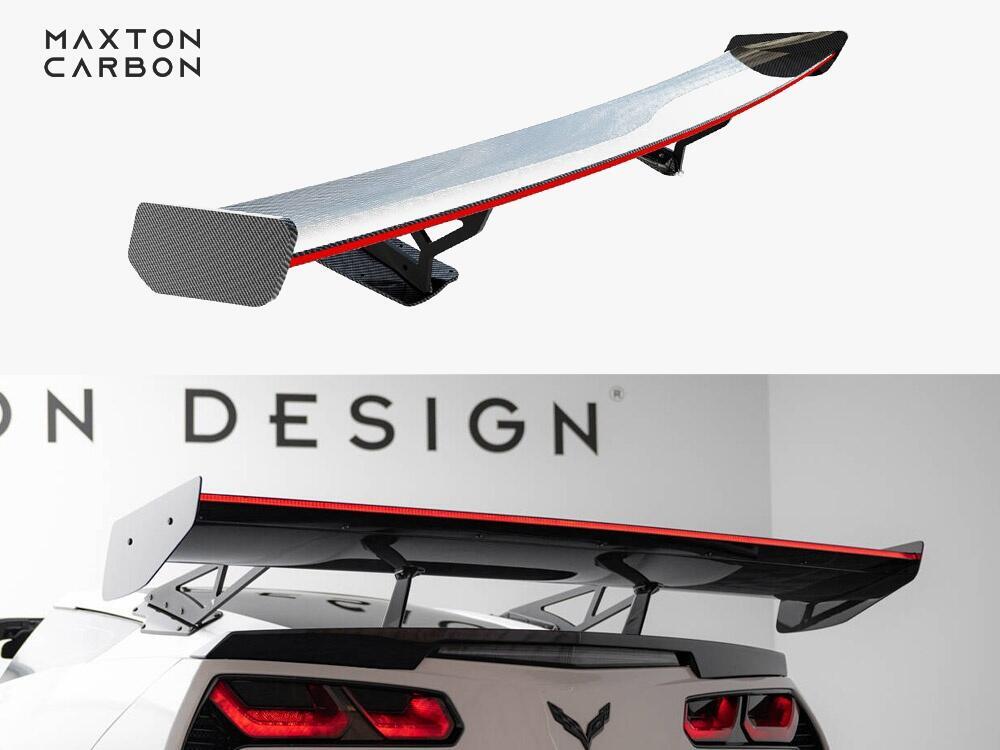 Carbon Spoiler With Internal Brackets Uprights + LED Chevrolet Corvette Stingray / Grand Sport C7